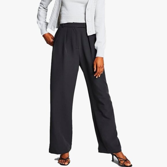 NEW! And NOW THIS Women High Rise Pants‎ Wide Leg Black $49 Trendy Large - Picture 1 of 12